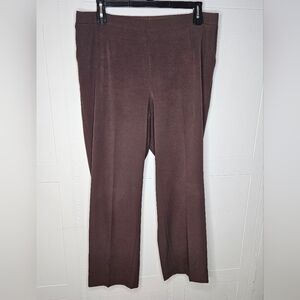 Investments Dark Brown Straight Leg High Rise Flat Front Trouser Size 18/20 EUC